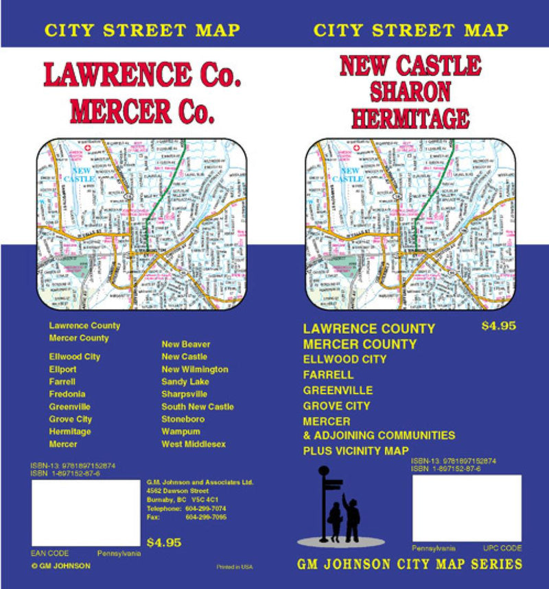 New Castle, Sharon, Hermitage, Lawrence And Mercer County, Pennsylvania Road Map