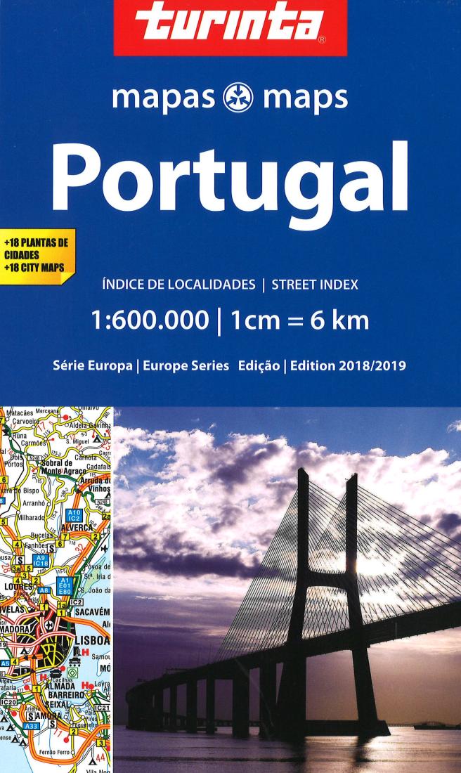 Portugal 1:600,000 Map With18 City Maps