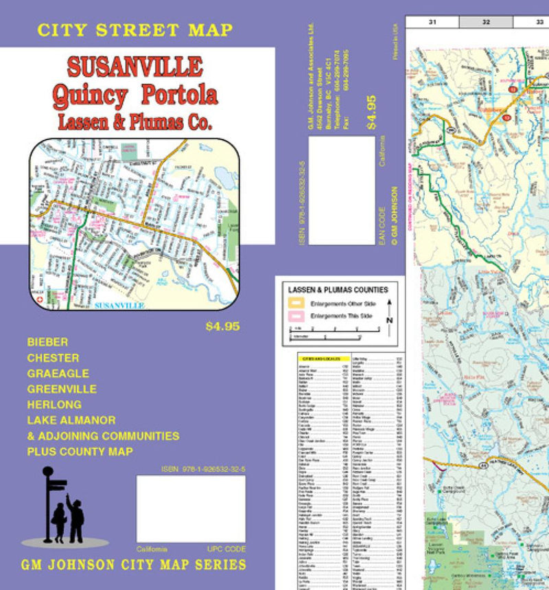 Susanville: Quincy: Portola: Lassen & Plumas Co.: City Street Map