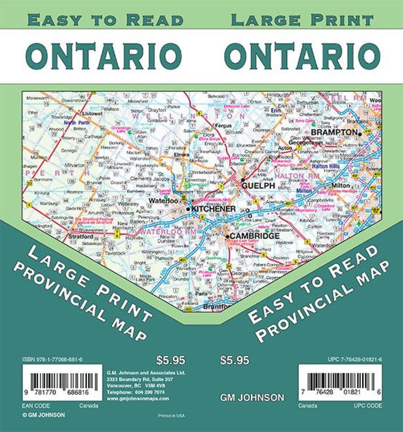 Ontario Large Print, Ontario Province Map