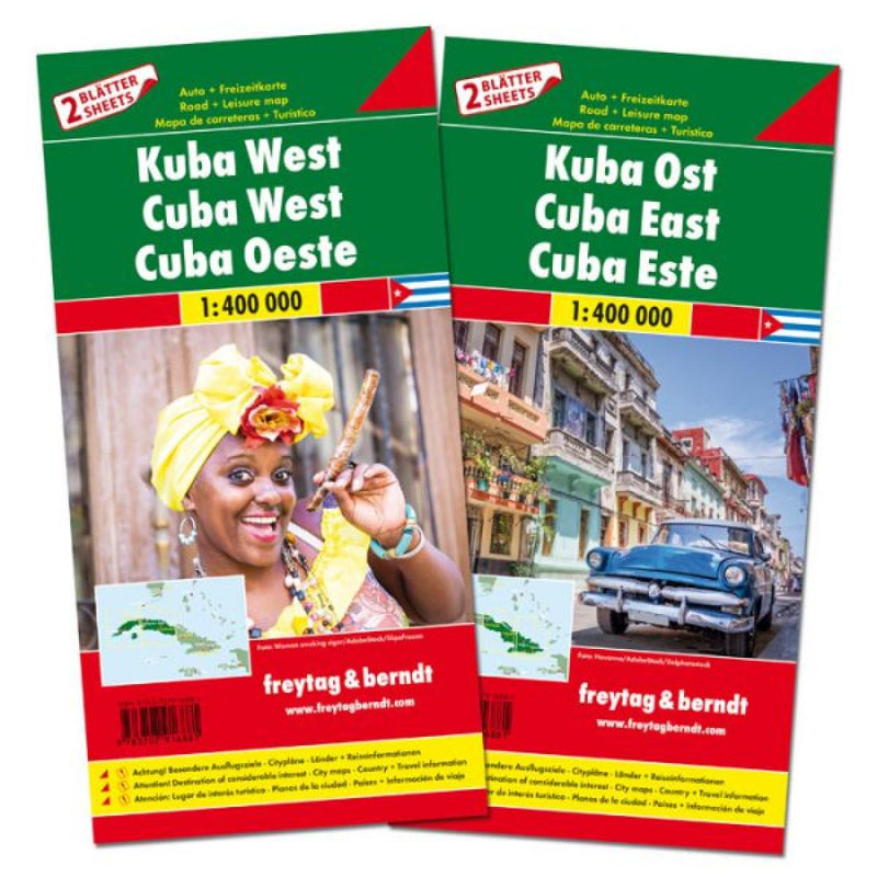 Kuba West, Kuba Ost: Auto + Frezeitkarte, 1:400 000 = Cuba West, Cuba East: Road And Leisure Map, 1:400 000 = Cuba Oeste, Cuba Este: Mapa De Carreteras + Turístico, 1:400 000