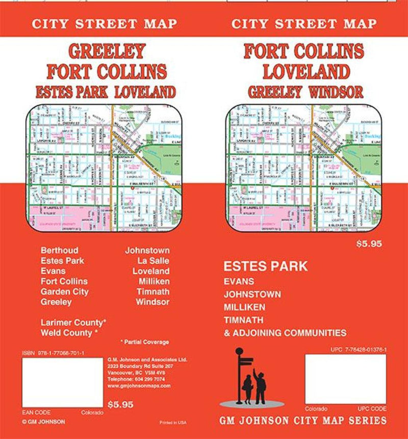 Fort Collins, Loveland, Greeley And Windsor, Colorado Road Map