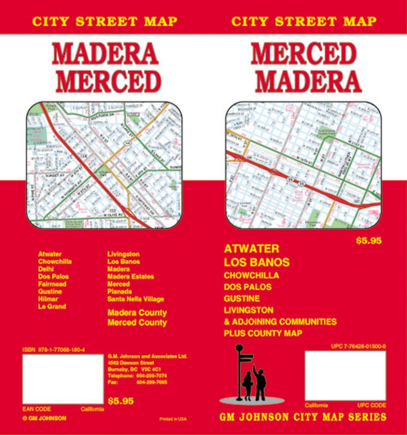Madera: Merced: City Street Map = Merced: Madera: City Street Map