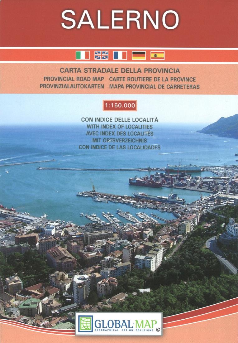 Salerno: Carta Stradale Della Provincia Con Indice Delle Localita 1:150.000 Road Map