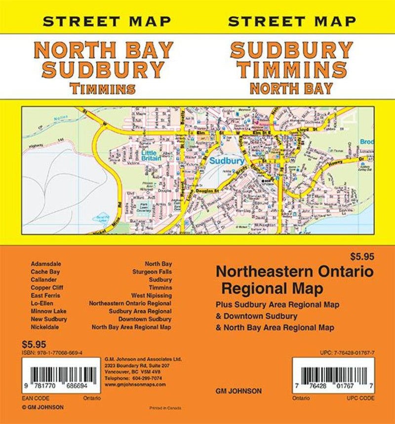 Sudbury / NorthBay / Timmins, Ontario Street Map