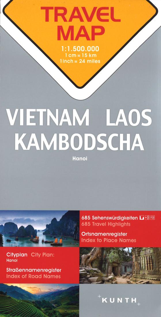 Vietnam, Laos, Cambodia: Travel Map = Vietnam, Laos, Kambodscha: Hanoi