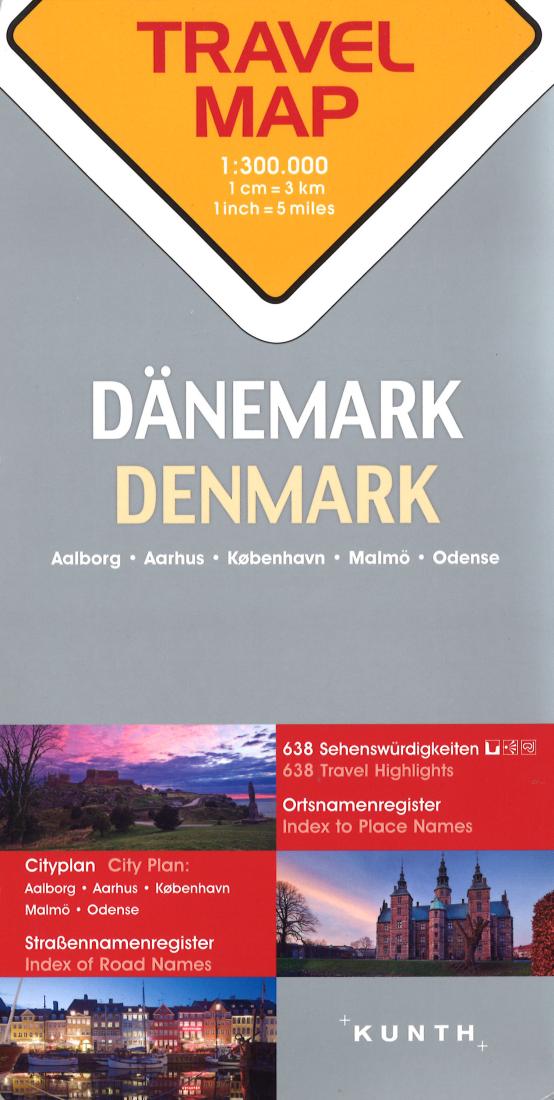 Denmark, Aalborg, Aarhus, København, Malmö, Odense: Travel Map = Dänemark, Aalborg, Aarhus, København, Malmö, Odense = Danmark, Aalborg, Aarhus, København, Malmö, Odense = Danemark, Aalborg, Aarhus, København, Malmö, Odense