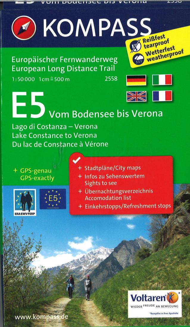 E5: From Lake Constance To Verona Hiking Map