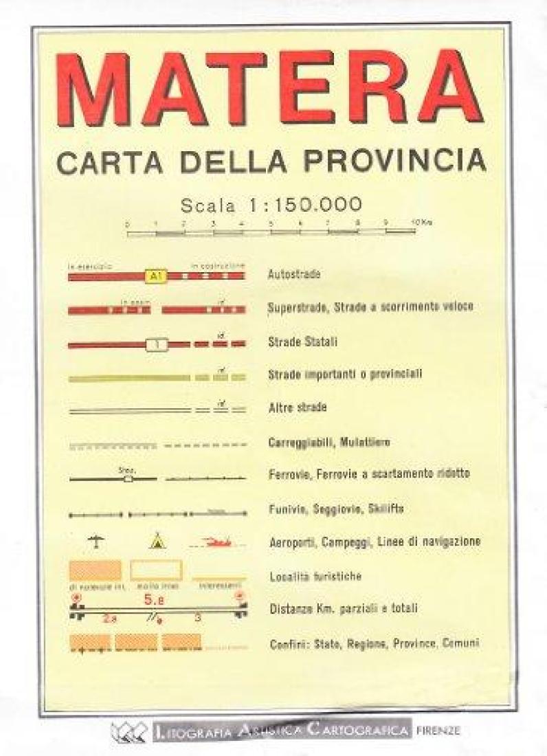 Matera: Carta Della Provincia Road Map