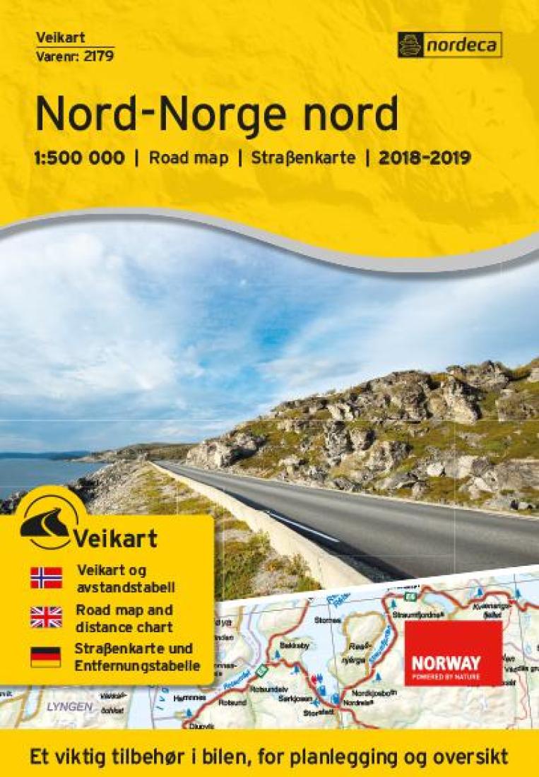 Nord-Norge Nord: 1:500 000: Veikart: 2018-2019 = Nord-Norge Nord: 1:500 000: Road Map: 2018-2019 = Nord-Norge Nord: 1:500 000: Straßenkarte: 2018-2019