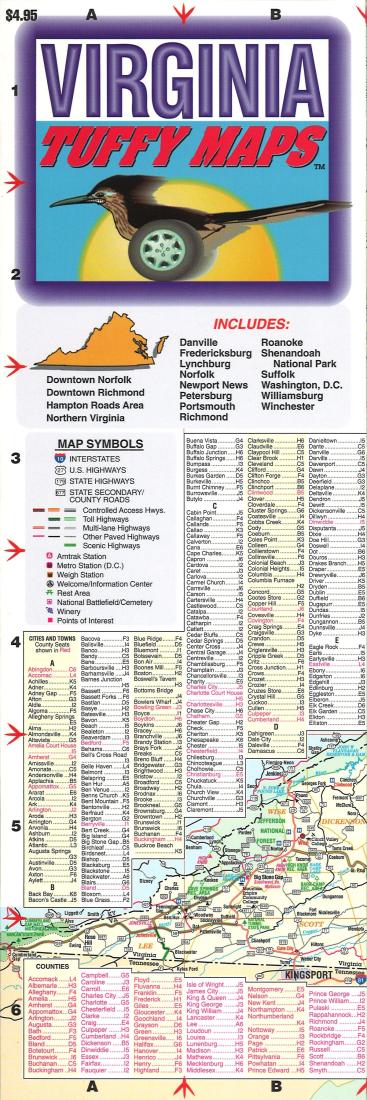 Virginia, Lam Tuffy Map W/City Insets