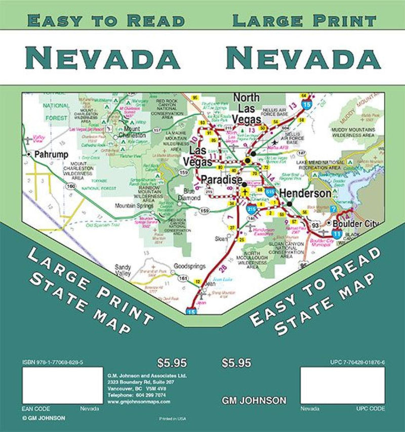 Nevada: Easy To Read State Map: Large Print