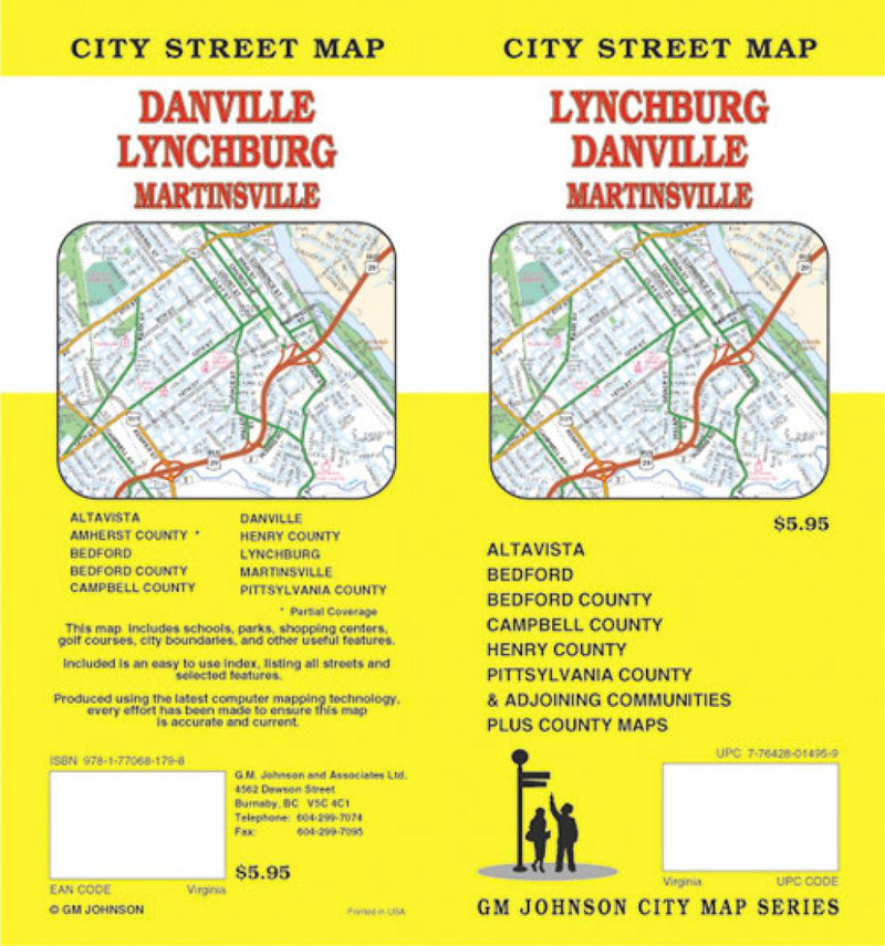 Lynchburg: Danville: Martinsville: City Street Map = Danville: Lynchburg: Martinsville: City Street Map