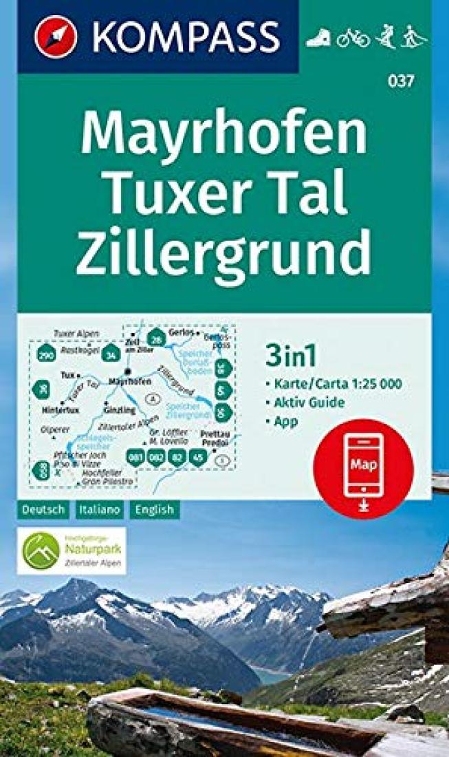 Mayrhofen - Tuxer Tal - Zillergrund Hiking Map