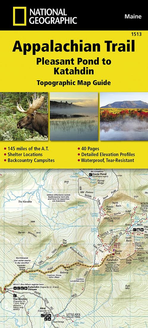 Appalachian Trail: Pleasant Pond To Katahdin: Topographic Map Guide