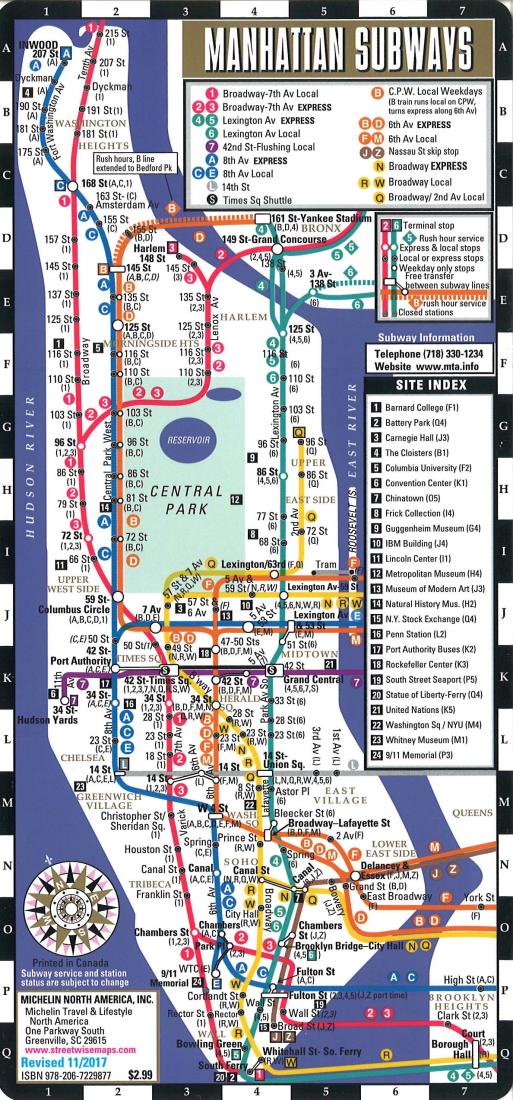 Manhattan Bus And Subway Map