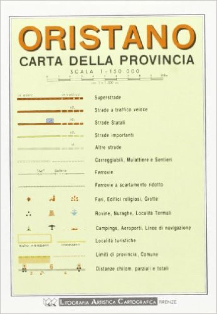 Oristano: Carta Della Provincia: Scala 1:150.000 Road Map