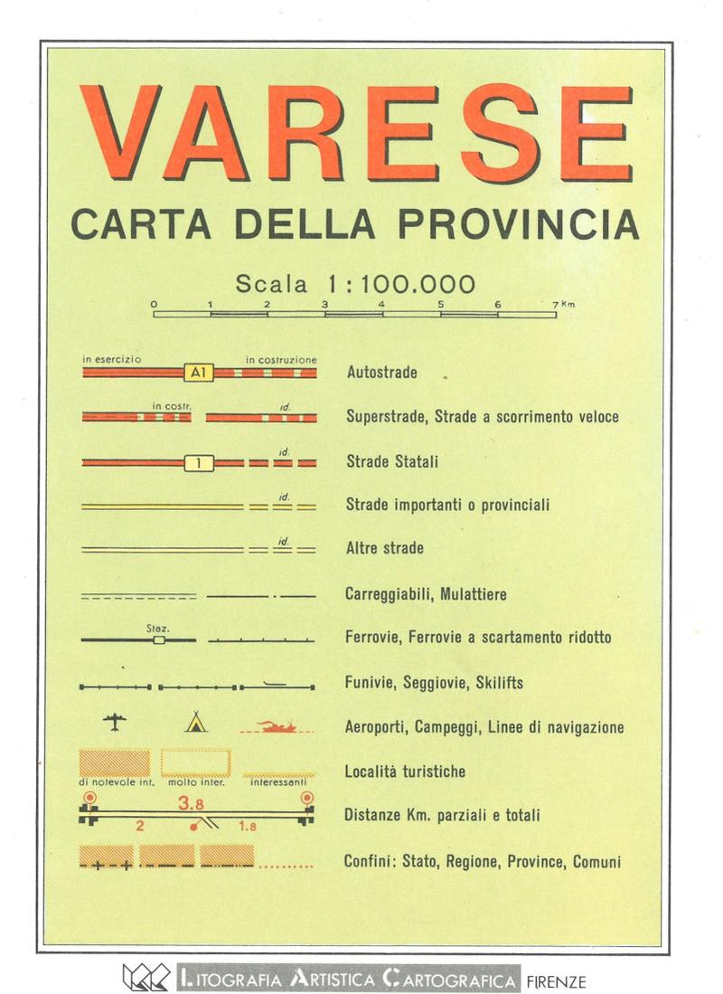 Varese: Carta Della Provincia: Scala 1:100.000 Road Map