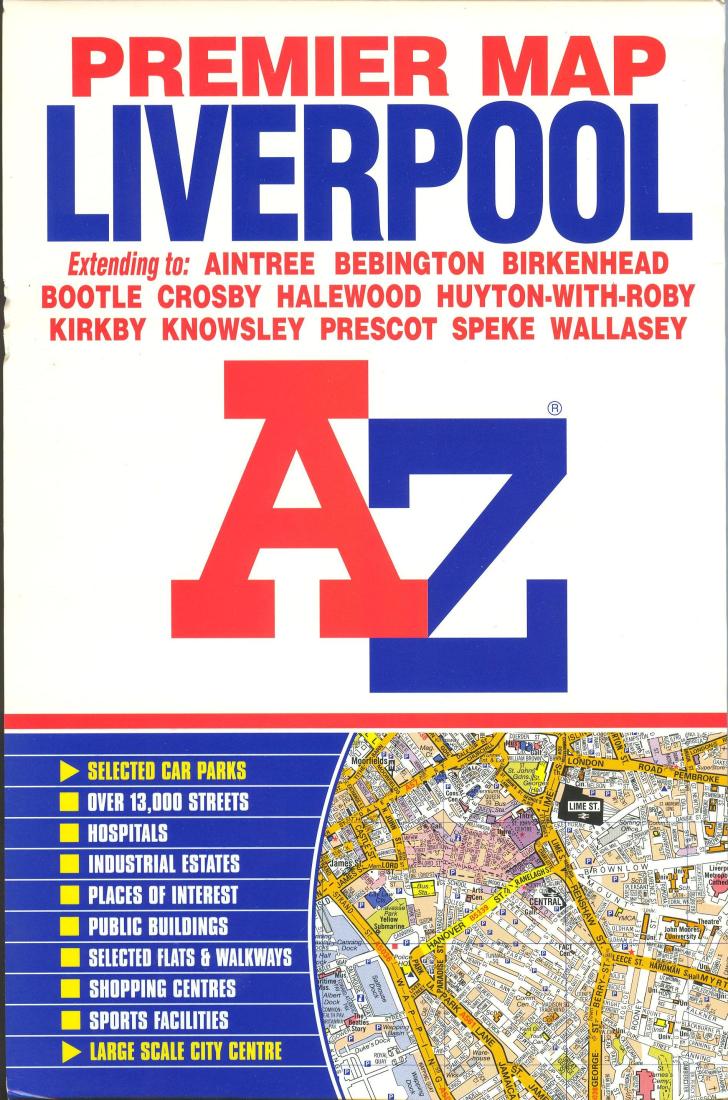 Premier Map Liverpool Extending To: Aintree, Bebington, Birkenhead, Bootle, Crosby, Halewood, Huyton-With-Roby, Kirkby, Knowsley, Prescott, Speke, Wallasey