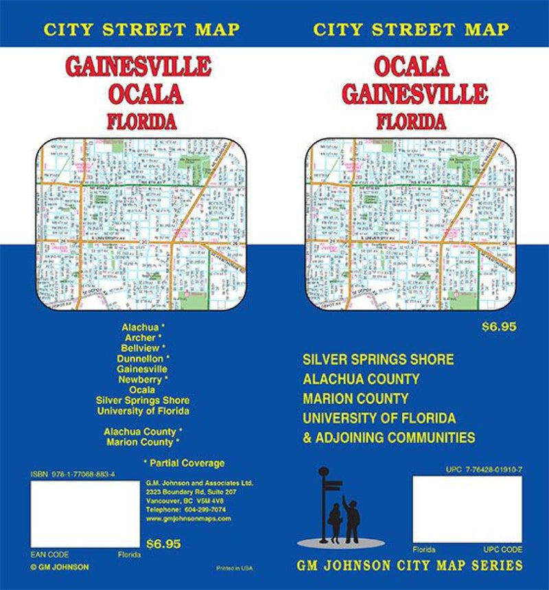 Ocala And Gainesville, Florida Road Map