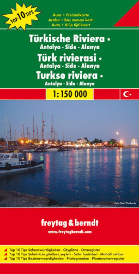 Türk Rivierasi: Antalya: Side: Alanya = Turkse Riviera: Antalya: Side: Alanya Travel Map