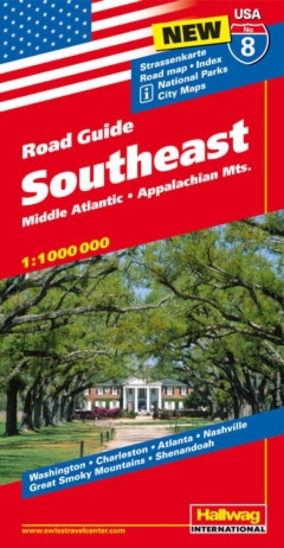 Southeast: Middle Atlantic: Applachian Mts.: Road Guide Travel Map