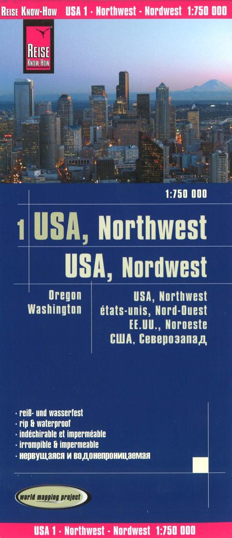 Usa, Nordwest = Usa, Northwest = États-Unis, Nord-Ouest = Ee.Uu., Noroeste Road Map