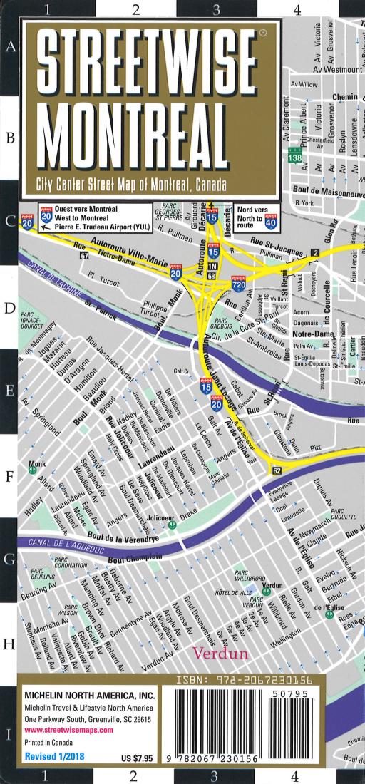 Streetwise Montreal, Canada Travel Map