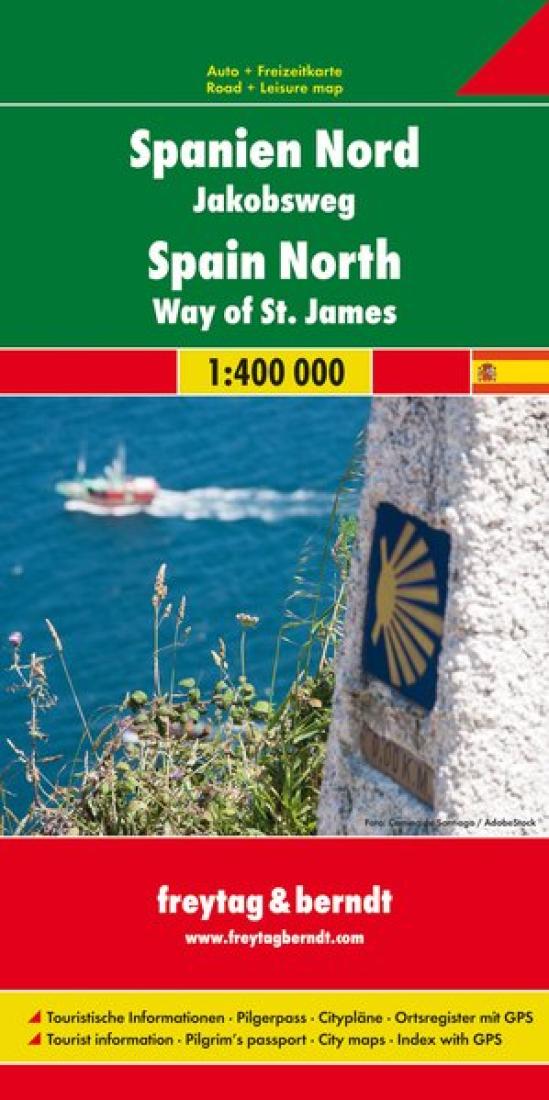 Spanien Nord, Jakobsweg: Auto + Freizeitkarte, 1:400 000 = Spain North, Way Of St. James: Road + Leisure Map, 1:400 000 = Norte De España, Camino De Santiago: Mapa De Carreteras + Turistico, 1:400 000 = Spagna Della Nord, Cammino Di Santiago: Car