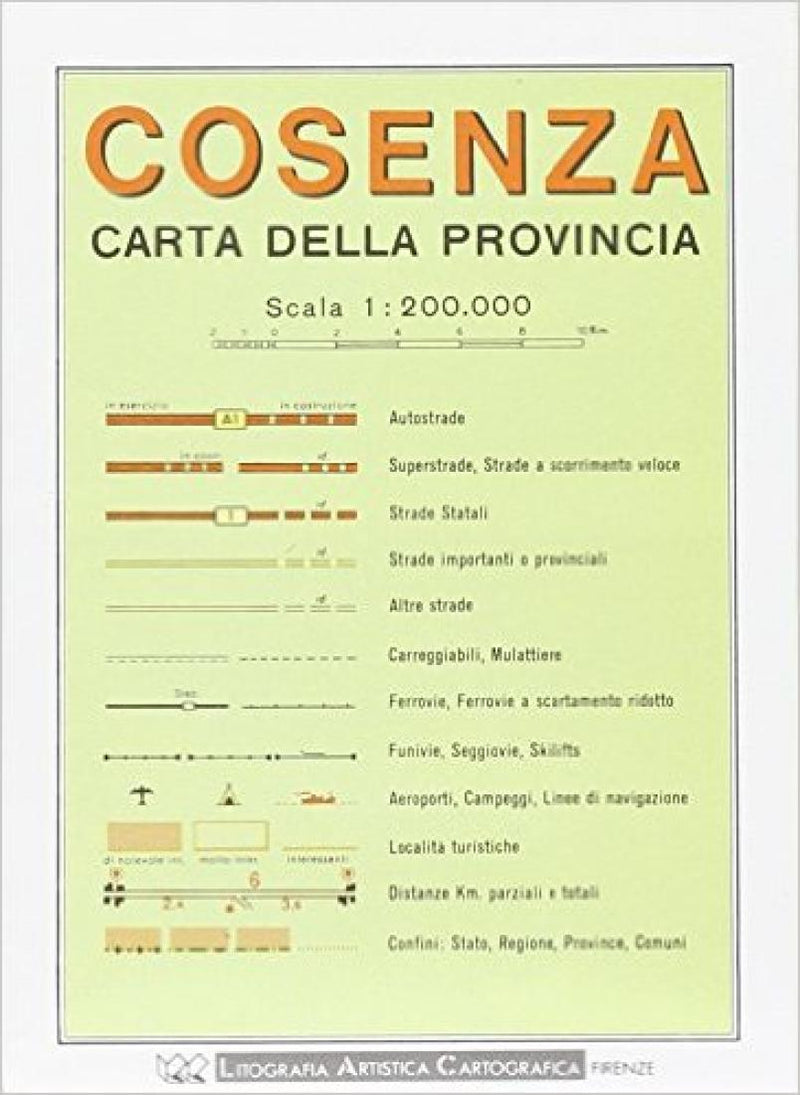 Cosenza: Carta Della Provincial: Scala 1:200.000 Road Map