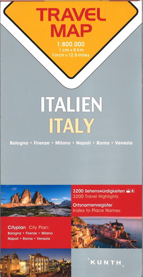 Italy: Travel Map, 1:800.000: Bologna, Firenze, Milano, Napoli, Roma, Venezia