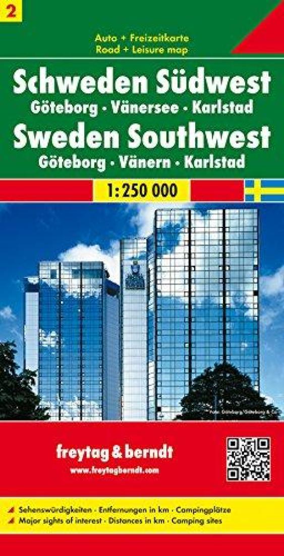 Southwest Sweden, Road And Leisure Travel Map