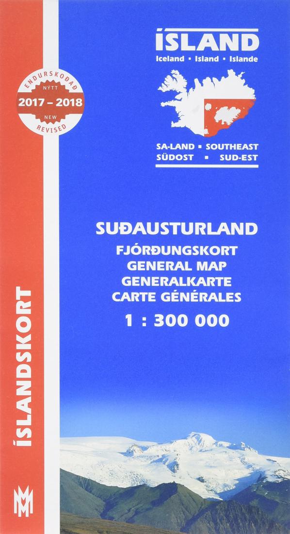 Ísland Suðausturland Fjórðungskort 1:300 000 Road Map