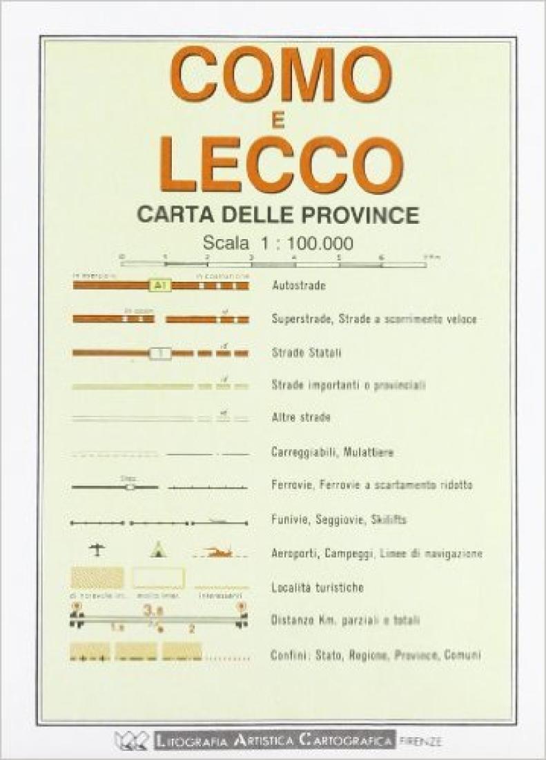 Como E Lecce: Carta Delle Province: Scala 1: 100.000 Road Map