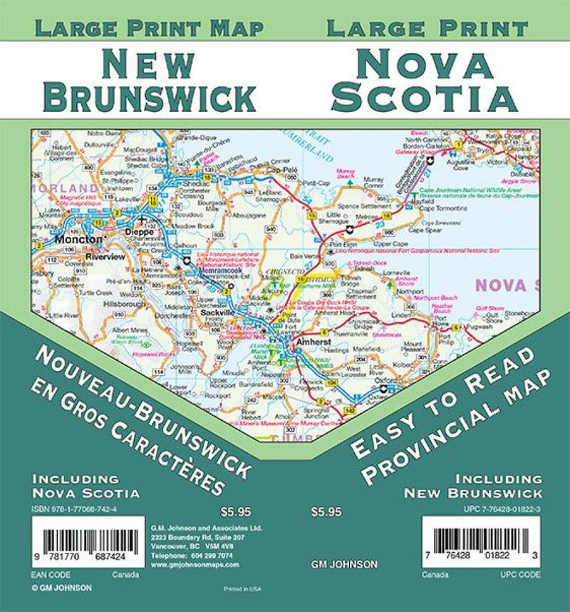 New Brunswick / Nova Scotia Large Print, New Brunswick Province Map