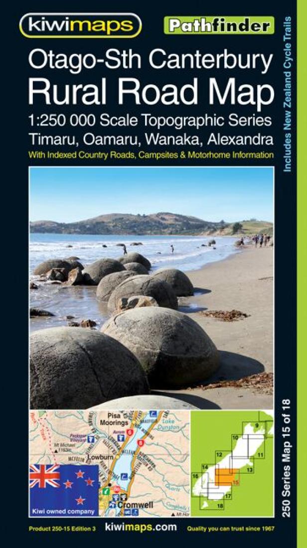 Otago-SthCanterbury: Rural Road Map: 1:250,000 Scale Topographic Series: Timaru, Oamaru, Wanaka, Alexandra