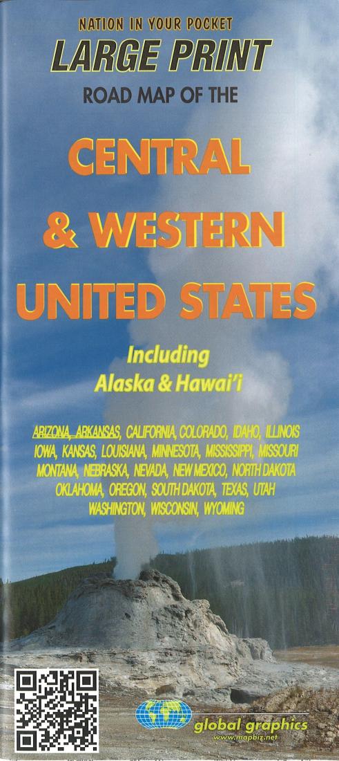 Large Print Road Map Of The Central & Western United States: Including Alaska And Hawai'I